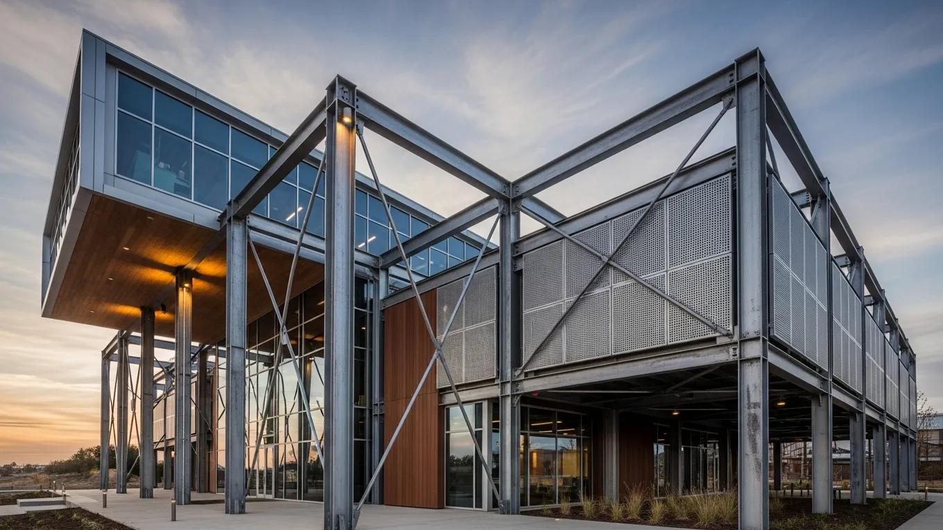 Contemporary steel building illustrating strength, adaptability, and long life