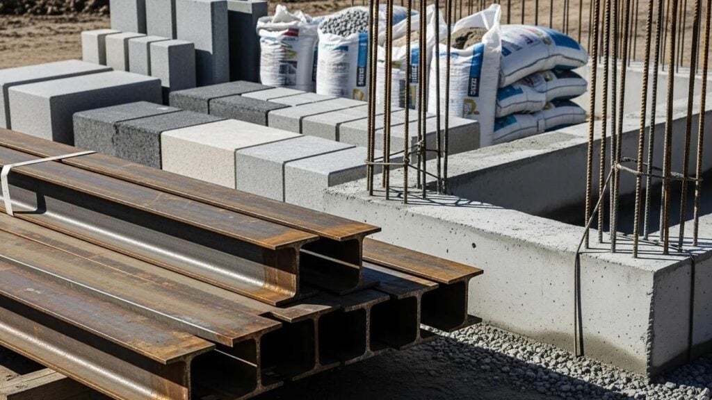 High-grade steel and concrete materials for horse arena construction
