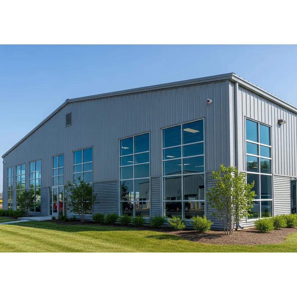 Modern commercial metal building highlighting steel structure and design flexibility