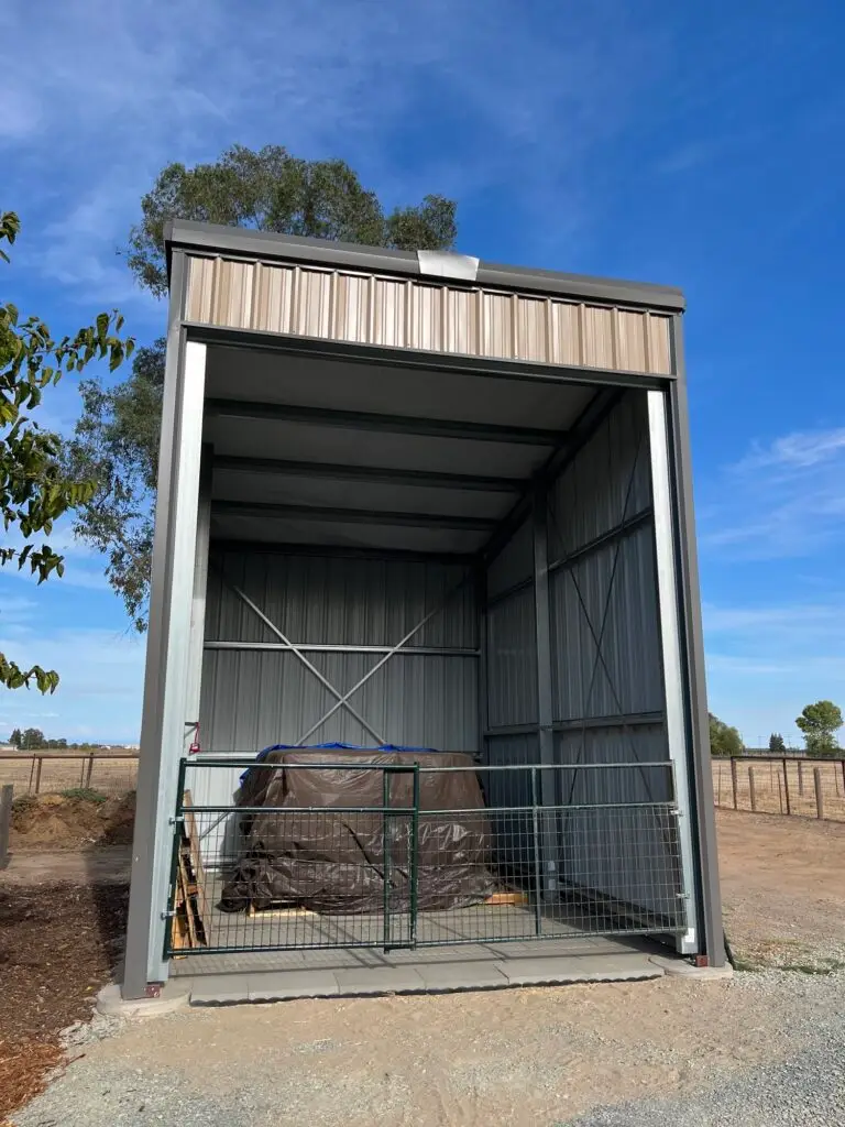 Single slope steel building completed by Ibarra Construction in Wilton, California